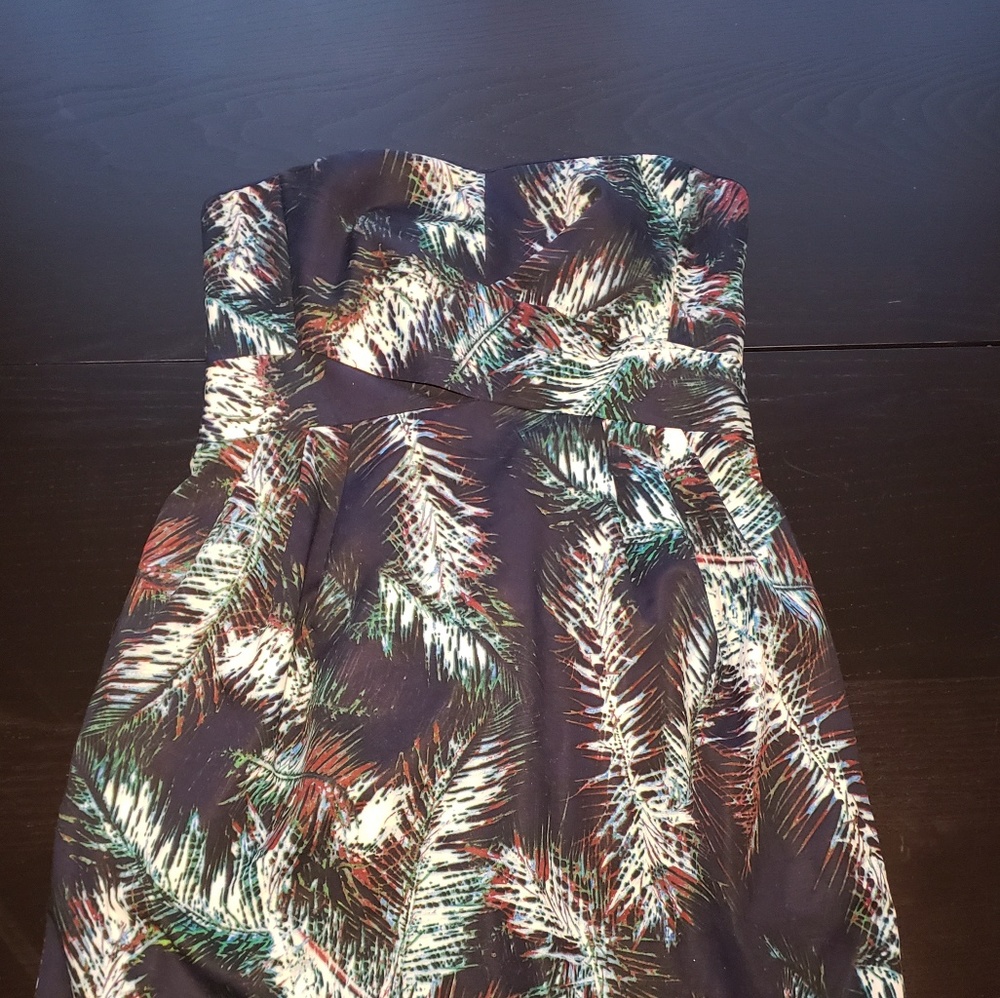 Club Monaco Blue Print Motif Strapless Dress NWT